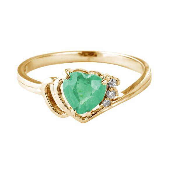 Galaxy Gold Products Jewelry - 14K. SOLID GOLD RING WITH  DIAMONDS & EMERARALD
